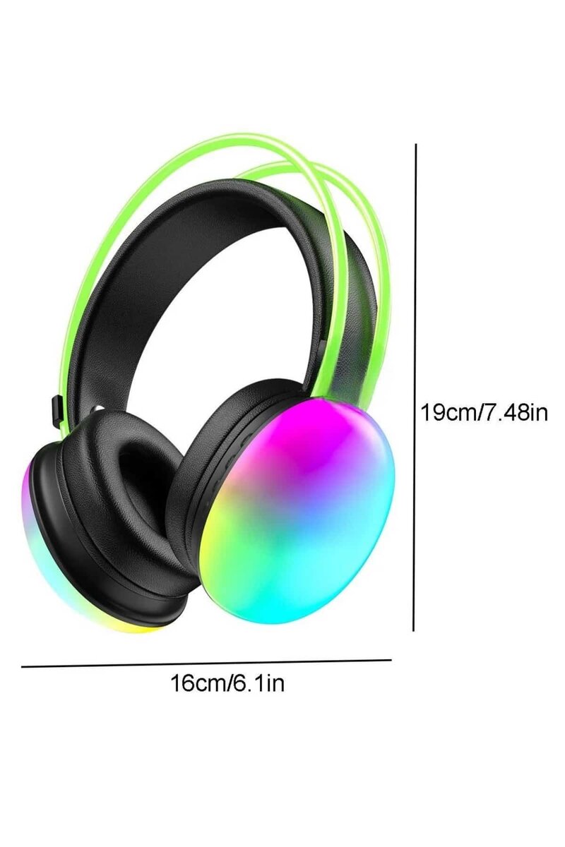 RGB Işıklı Yüksek Ses Kaliteli Kablosuz Kulak Üstü Bluetooth Kulaklık 3 RGB Işıklı Yüksek Ses Kaliteli Kablosuz Kulak Üstü Bluetooth Kulaklık - Görsel 3