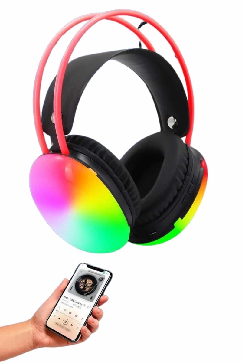 RGB Işıklı Yüksek Ses Kaliteli Kablosuz Kulak Üstü Bluetooth Kulaklık 4 RGB Işıklı Yüksek Ses Kaliteli Kablosuz Kulak Üstü Bluetooth Kulaklık - Görsel 4