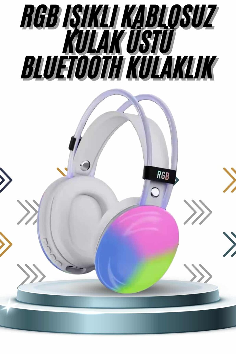 Kablosuz Bluetooth Kulaklık RGB Işıklı Kulak Üstü 5.3 Bluetooth Bağlantılı 1 Kablosuz Bluetooth Kulaklık RGB Işıklı Kulak Üstü 5.3 Bluetooth Bağlantılı