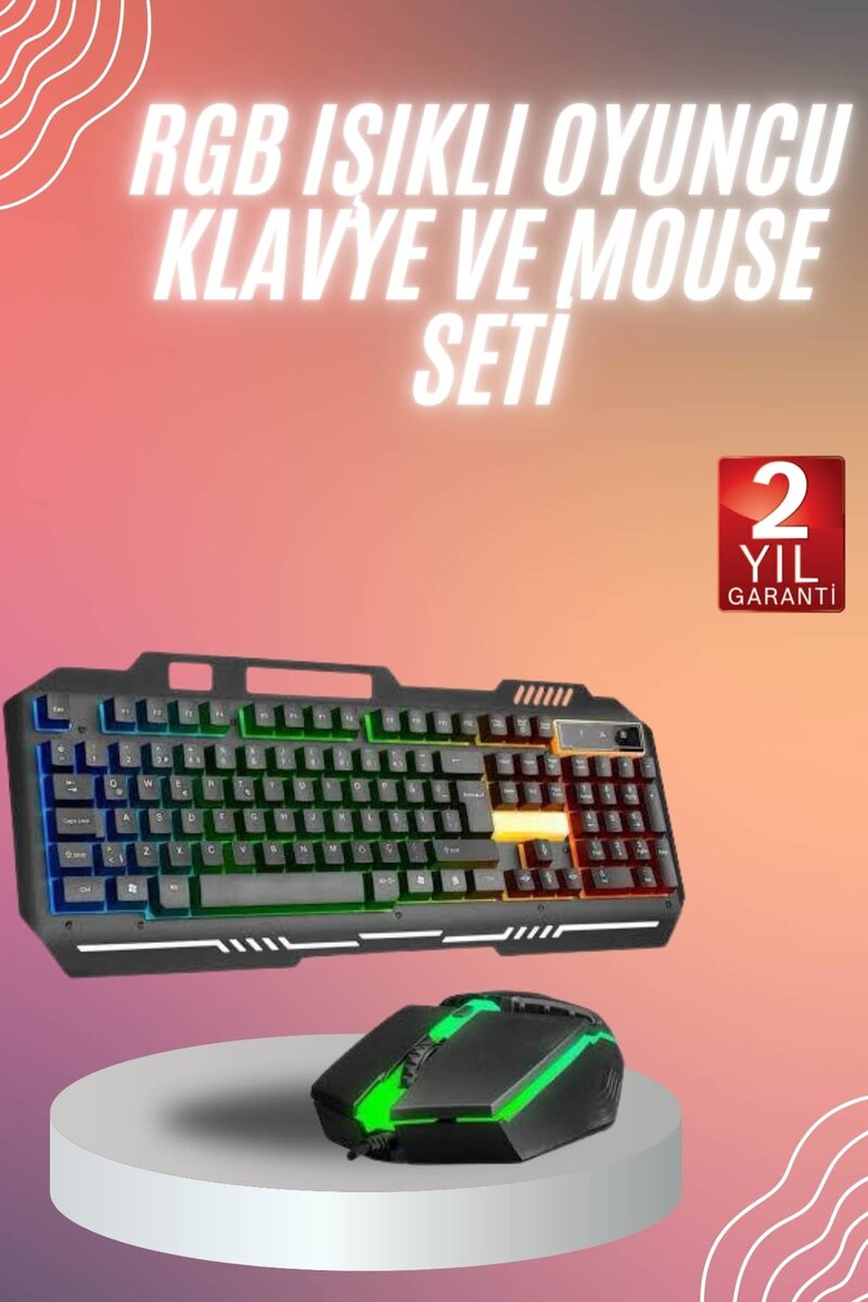 RGB Işıklı Gaming Oyuncu Klavye Q Klavye Mouse Hediyeli 1 RGB Işıklı Gaming Oyuncu Klavye Q Klavye Mouse Hediyeli