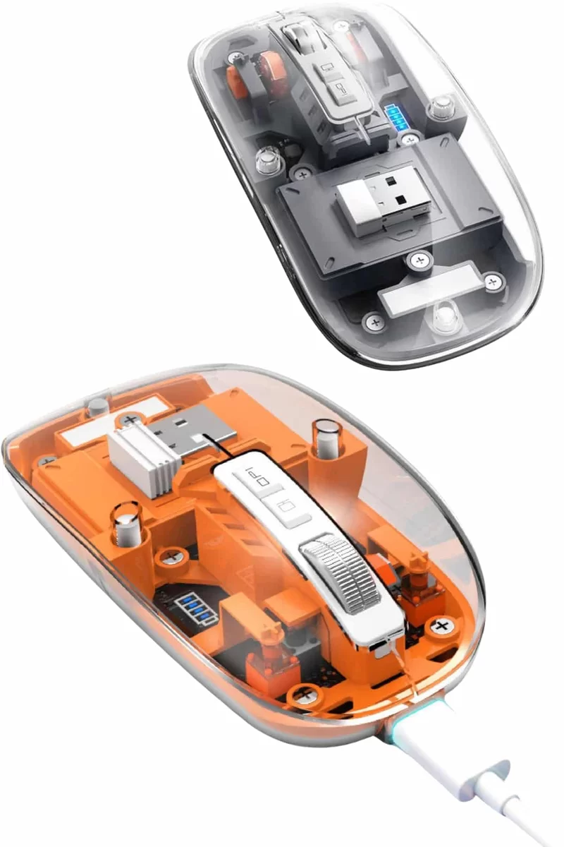 Mouse Fare Kablosuz Mouse Fare Şarjlı Bluetooth Sessiz 5 Tuşlu Şeffaf 2 Mouse Fare Kablosuz Mouse Fare Şarjlı Bluetooth Sessiz 5 Tuşlu Şeffaf - Görsel 2