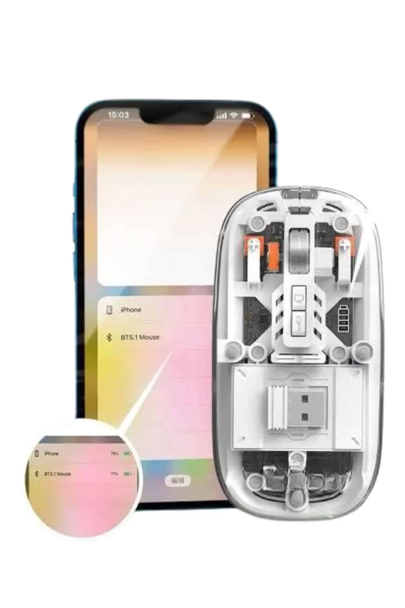 Mouse Fare Kablosuz Mouse Fare Şarjlı Bluetooth Sessiz 5 Tuşlu Şeffaf 3 Mouse Fare Kablosuz Mouse Fare Şarjlı Bluetooth Sessiz 5 Tuşlu Şeffaf - Görsel 3