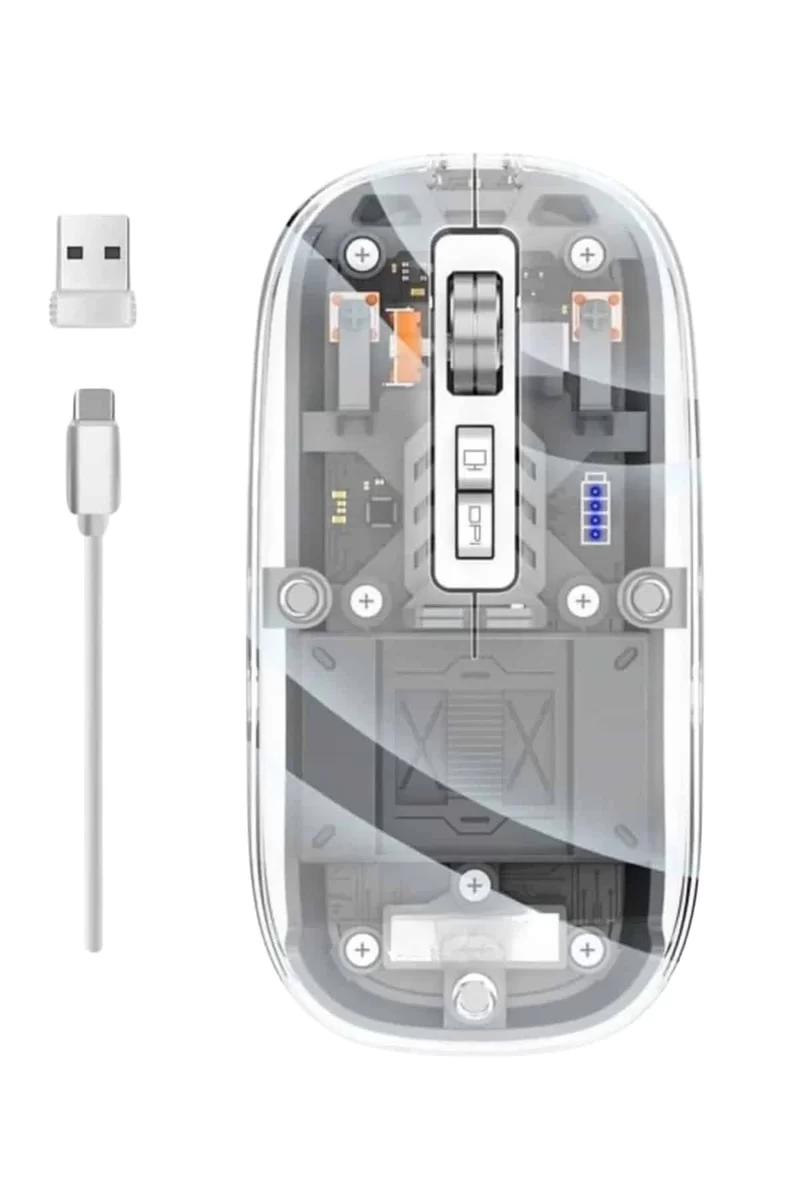 Mouse Fare Kablosuz Mouse Fare Şarjlı Bluetooth Sessiz 5 Tuşlu Şeffaf 4 Mouse Fare Kablosuz Mouse Fare Şarjlı Bluetooth Sessiz 5 Tuşlu Şeffaf - Görsel 4