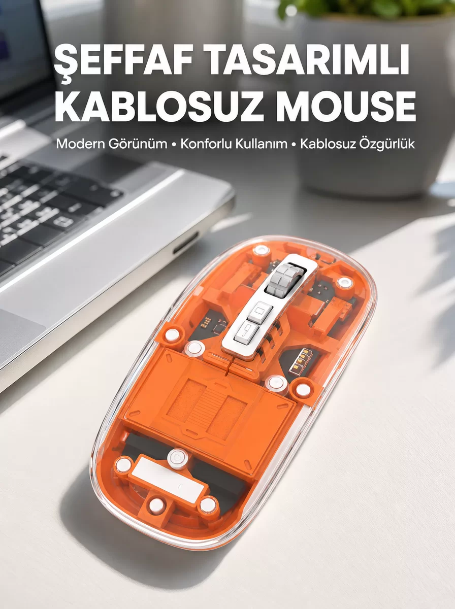 Mouse Fare Kablosuz Mouse Fare Şarjlı Bluetooth Sessiz 5 Tuşlu Şeffaf 1 Mouse Fare Kablosuz Mouse Fare Şarjlı Bluetooth Sessiz 5 Tuşlu Şeffaf