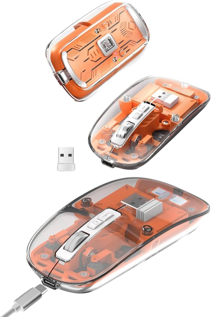 Sessiz Tıklama Çift Modlu Bluetooth Ve Alıcı Şeffaf Mouse Fare 2 Sessiz Tıklama Çift Modlu Bluetooth Ve Alıcı Şeffaf Mouse Fare - Görsel 2