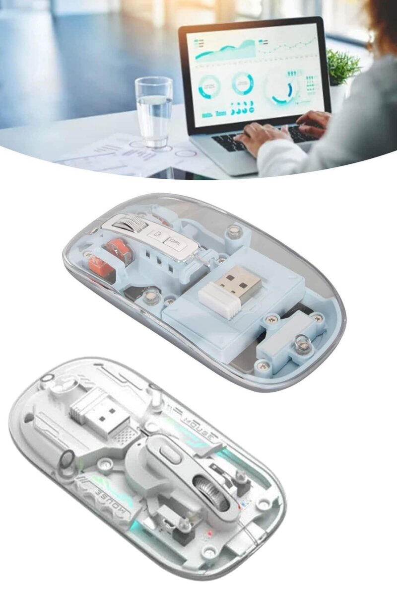 Sessiz Tıklama Çift Modlu Bluetooth Ve Alıcı Şeffaf Mouse Fare 3 Sessiz Tıklama Çift Modlu Bluetooth Ve Alıcı Şeffaf Mouse Fare - Görsel 3