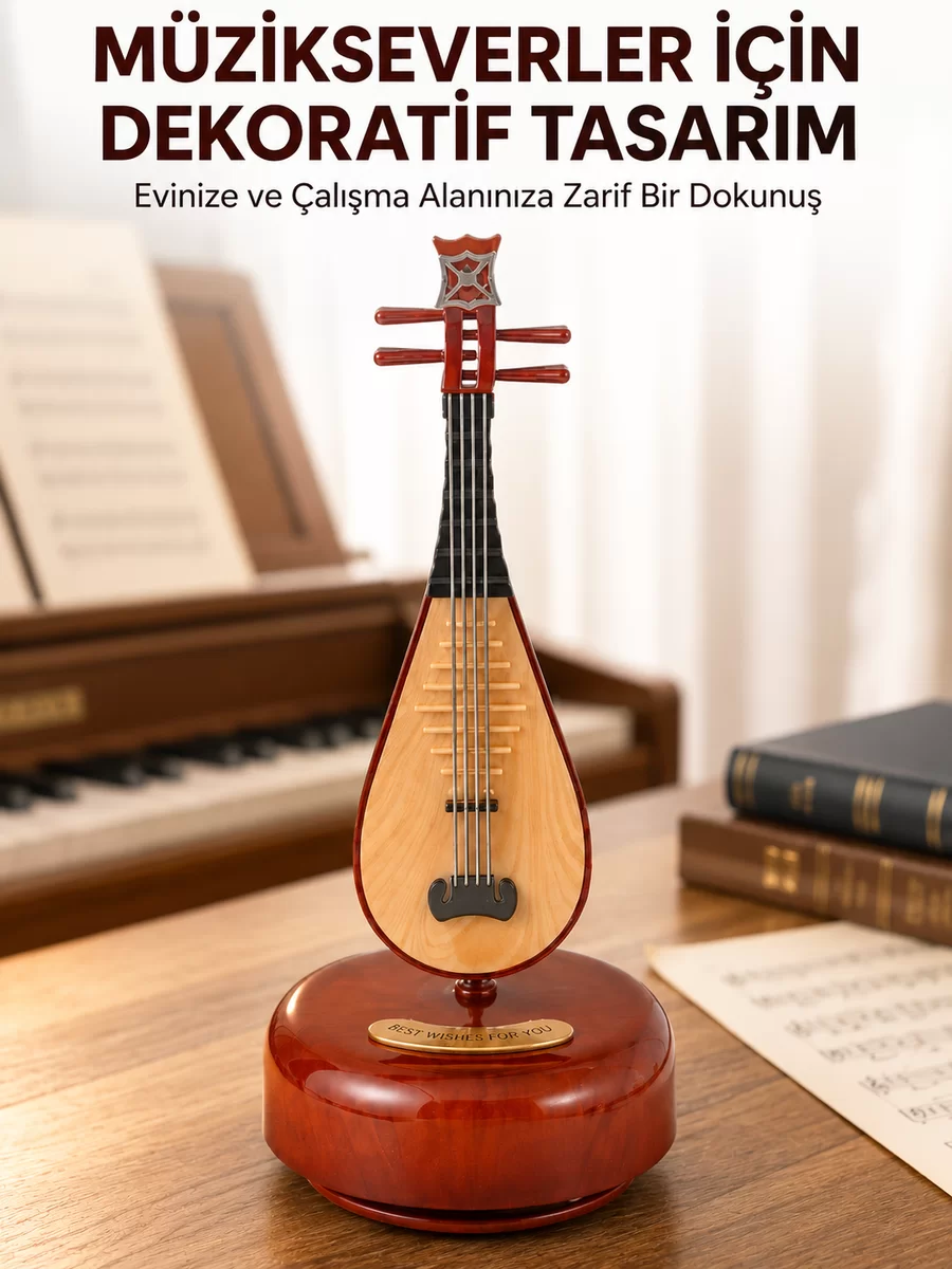 Klasik Ud Figürlü Melodili Müzik Kutusu Şık Hediyelik 1 Klasik Ud Figürlü Melodili Müzik Kutusu Şık Hediyelik