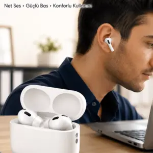 Aktif Gürültü Engelleyici Kablosuz Bluetooth Kulaklık – Şarj Kutulu Uzun Ömürlü Yeni Nesil