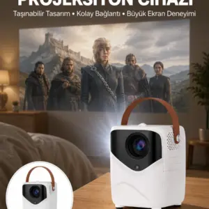 Projeksiyon Ev Sineması Bluetooth 4k HD Kaliteli Görüntü Kumandalı Yeni Nesil