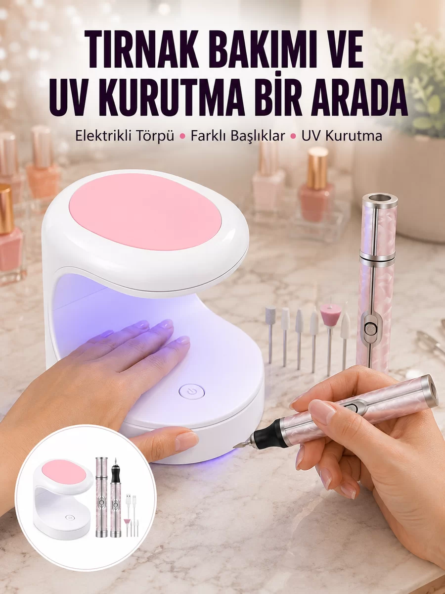 Tırnak Matkabı ve LED Oje Kurutucu 2’li Profesyonel Bakım Seti Yeni Nesil 1 Tırnak Matkabı ve LED Oje Kurutucu 2’li Profesyonel Bakım Seti Yeni Nesil