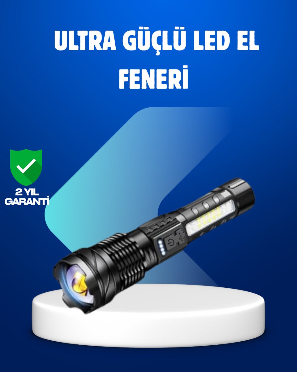Güçlü LED El Feneri Şarj Edilebilir Çok Modlu 1 Güçlü LED El Feneri Şarj Edilebilir Çok Modlu