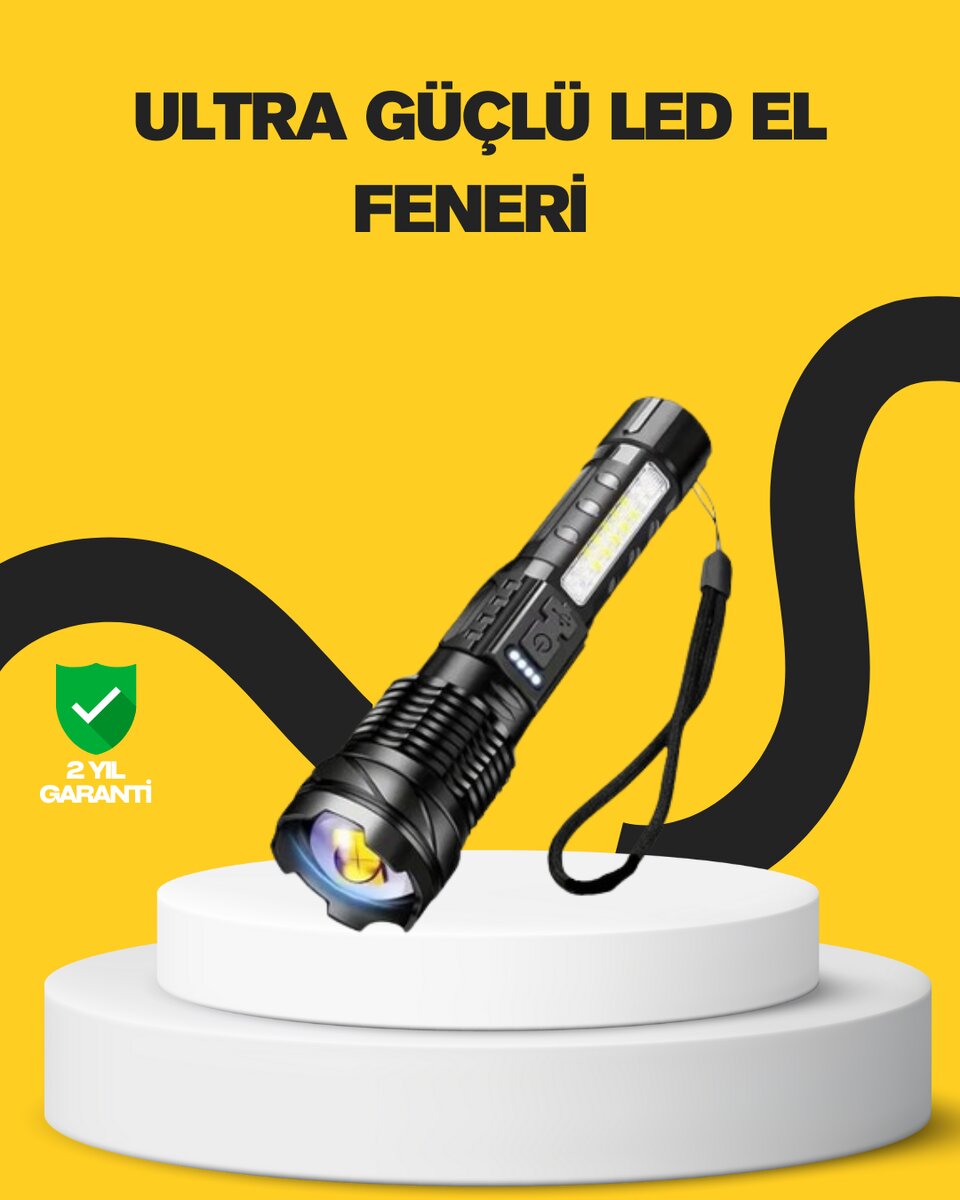 Güçlü LED El Feneri Şarj Edilebilir Çok Modlu 1 Güçlü LED El Feneri Şarj Edilebilir Çok Modlu