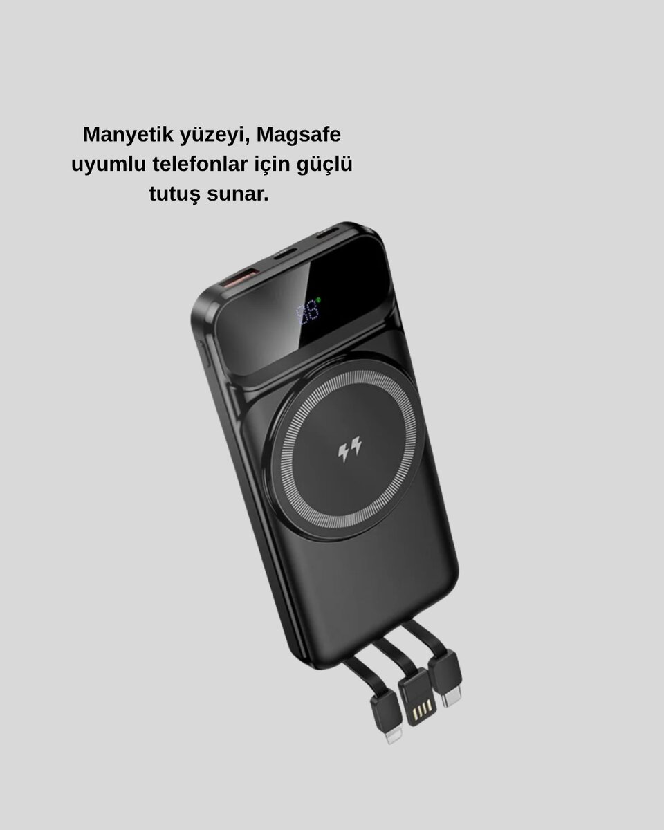 15W Kablosuz Şarj Özellikli 10000 mAh Powerbank – Type-C Hızlı Şarj 3 15W Kablosuz Şarj Özellikli 10000 mAh Powerbank – Type-C Hızlı Şarj - Görsel 3