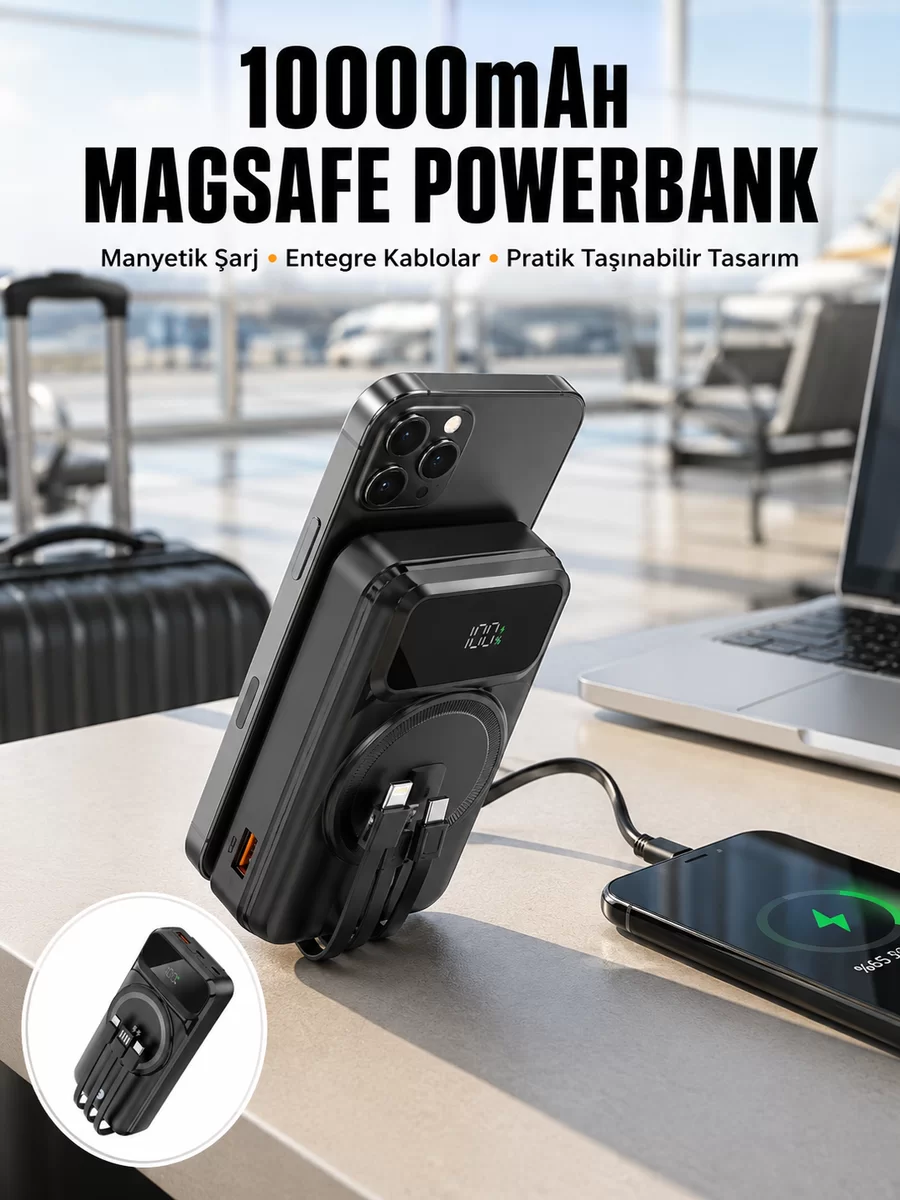 15W Kablosuz Hızlı Şarjlı 10000 mAh Powerbank – Taşınabilir LED Göstergeli 1 15W Kablosuz Hızlı Şarjlı 10000 mAh Powerbank – Taşınabilir LED Göstergeli