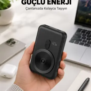 Manyetik Kablosuz Powerbank 22.5W Hızlı Şarj LCD Göstergeli Yeni Nesil