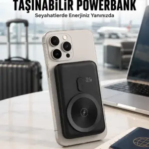 22.5W Hızlı Şarj Destekli Manyetik Powerbank Kompakt Tasarım Yeni Nesil