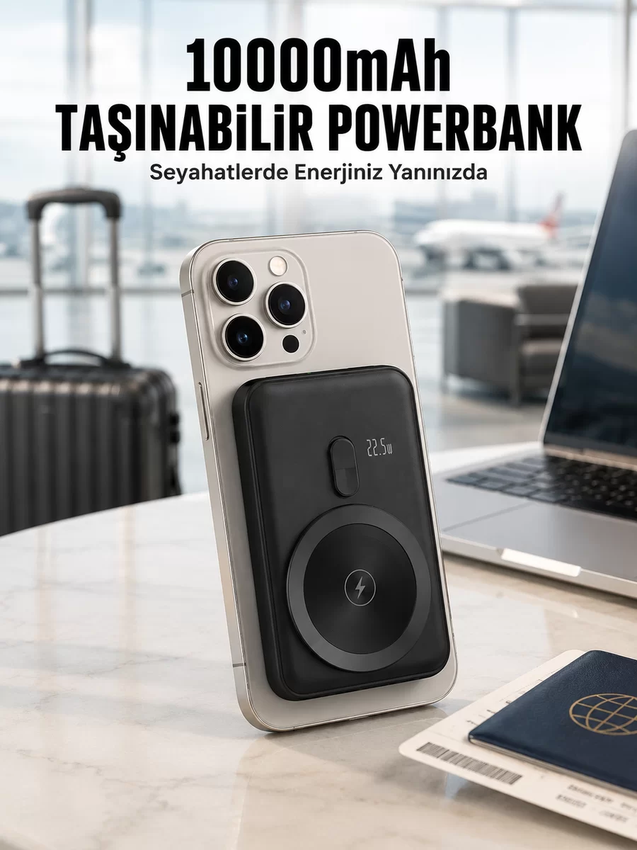 22.5W Hızlı Şarj Destekli Manyetik Powerbank Kompakt Tasarım Yeni Nesil 1 22.5W Hızlı Şarj Destekli Manyetik Powerbank Kompakt Tasarım Yeni Nesil