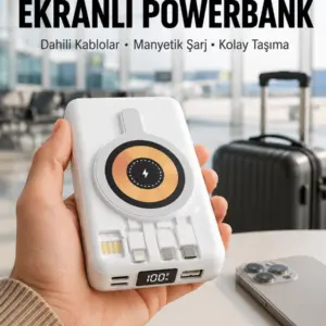 Haydiburaya 13 LCD Göstergeli Manyetik Powerbank Type C USB Girişli Yeni Nesil