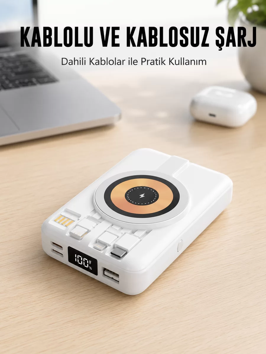 MagSafe Uyumlu Kablosuz Powerbank Hızlı Şarj Özellikli Yeni Nesil 1 MagSafe Uyumlu Kablosuz Powerbank Hızlı Şarj Özellikli Yeni Nesil