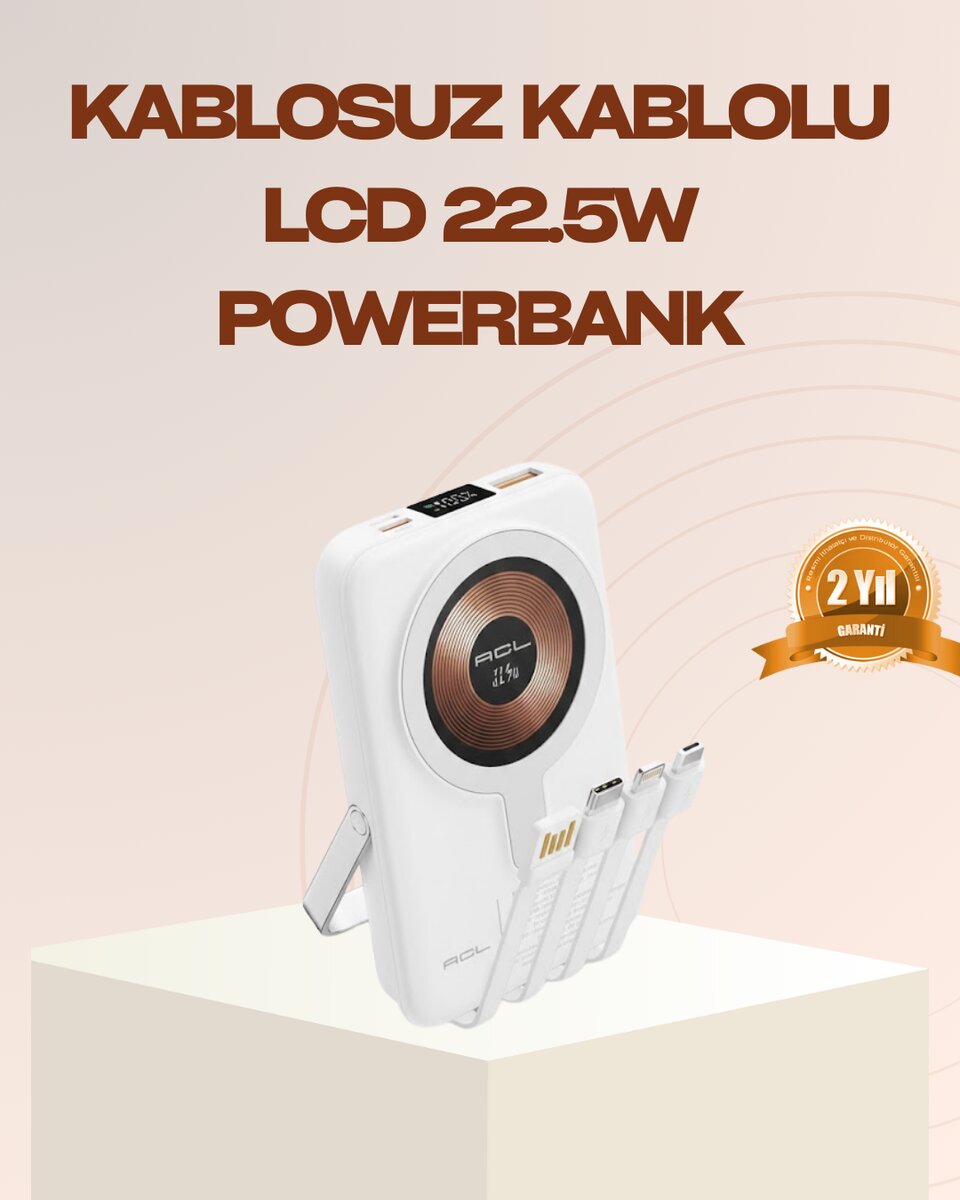Manyetik Kablosuz Powerbank 22.5W Hızlı Şarj LCD Ekranlı 1 Manyetik Kablosuz Powerbank 22.5W Hızlı Şarj LCD Ekranlı