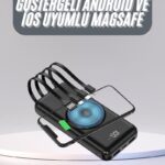 Kablosuz Çoklu Şarj Girişli 10.000 Mah Kablolu Powerbank Taşınabilir
