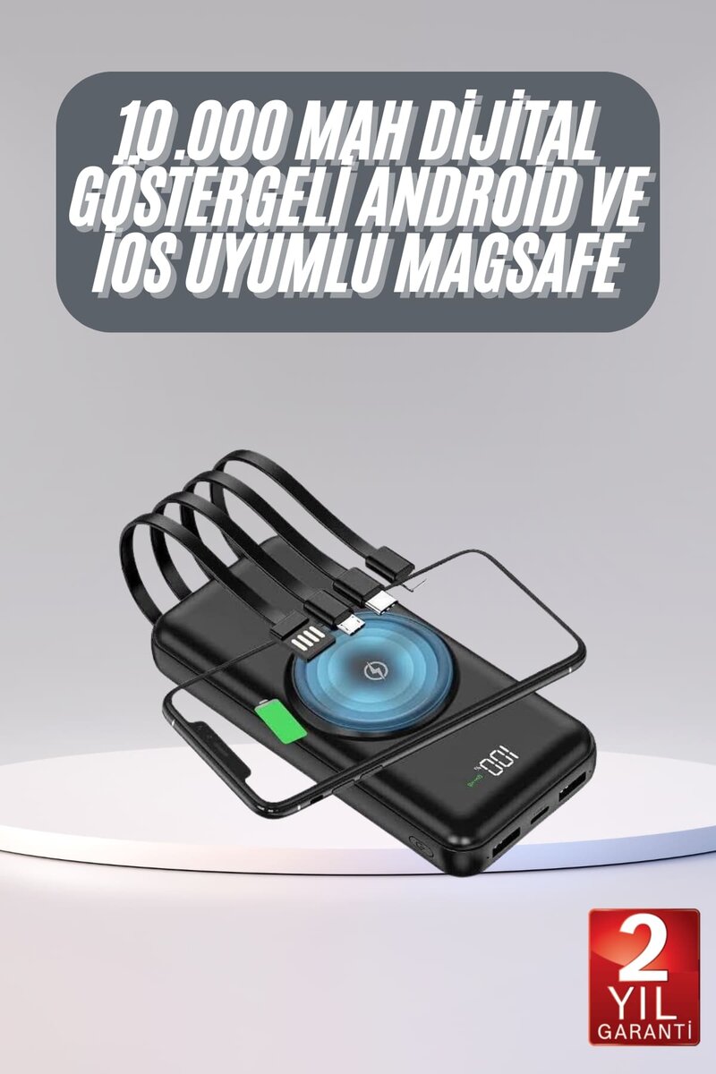 Kablosuz Çoklu Şarj Girişli 10.000 Mah Kablolu Powerbank Taşınabilir 1 Kablosuz Çoklu Şarj Girişli 10.000 Mah Kablolu Powerbank Taşınabilir