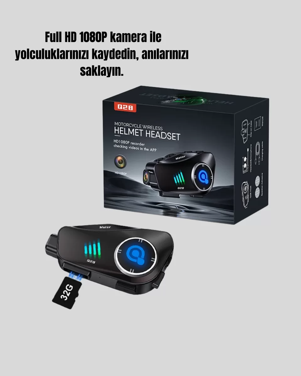 Q28 Kameralı Motosiklet Kask Kulaklık Bluetooth 5.3 Su Geçirmez 1080P HD Yeni Nesil 3 Q28 Kameralı Motosiklet Kask Kulaklık Bluetooth 5.3 Su Geçirmez 1080P HD Yeni Nesil - Görsel 3
