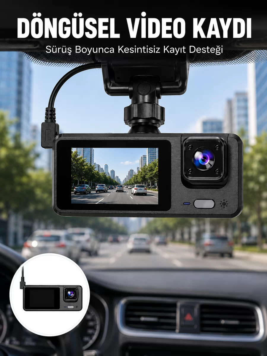 Full HD 3 Kanallı Araç Kamerası – Akıllı Çözümlerle Sürüş Yeni Nesil 1 Full HD 3 Kanallı Araç Kamerası – Akıllı Çözümlerle Sürüş Yeni Nesil
