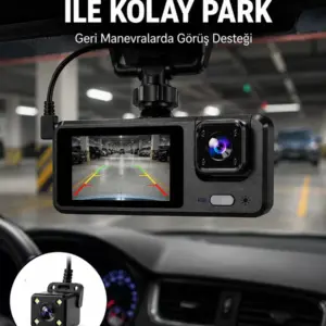 1080P 3 Kameralı Araç DVR – Döngü Kayıt ve Geri Görüş Özellikli Yeni Nesil