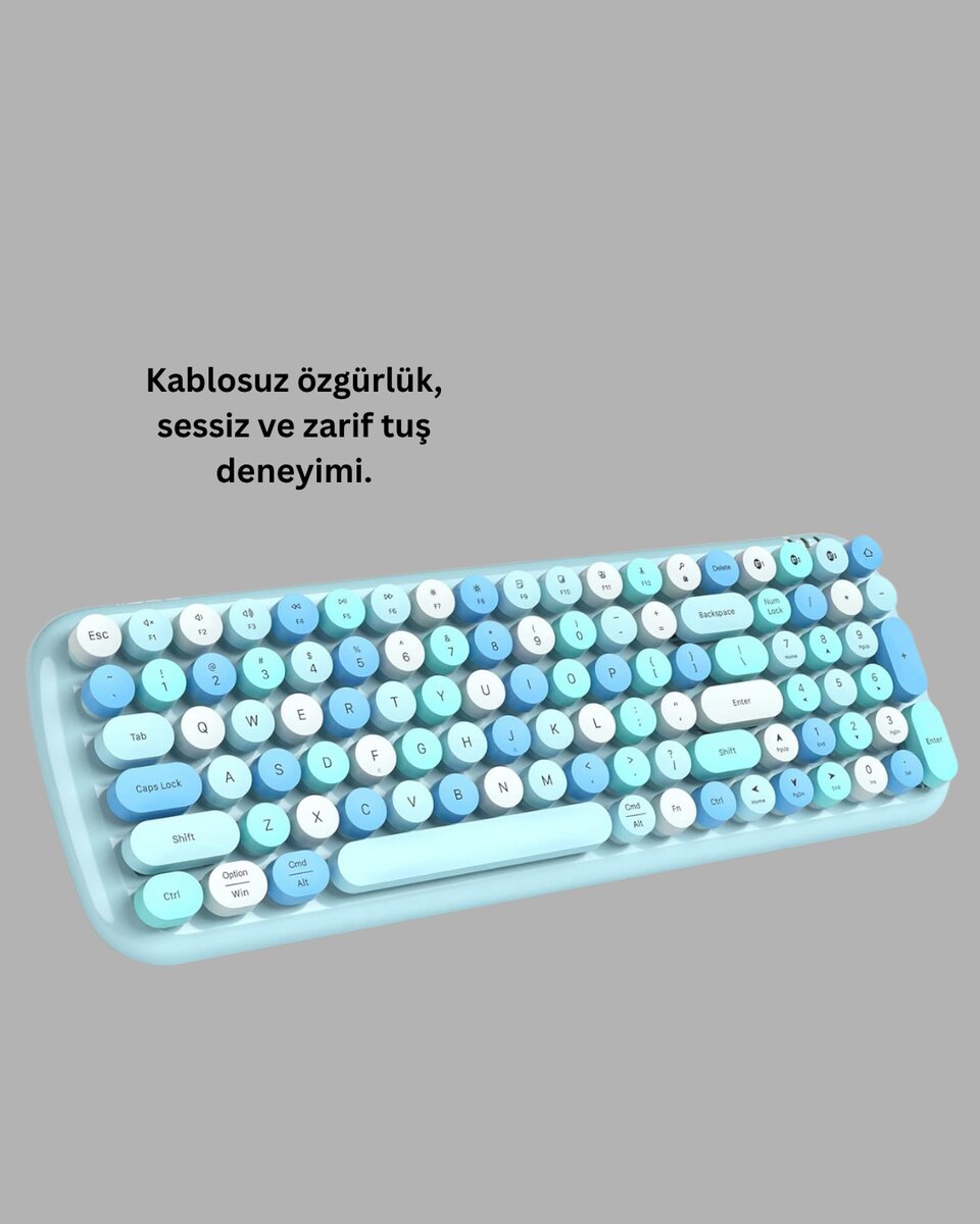 Retro Tarz Kablosuz Klavye Mouse Seti – 104 Tuşlu Ergonomik Tasarım 3 Retro Tarz Kablosuz Klavye Mouse Seti – 104 Tuşlu Ergonomik Tasarım - Görsel 3