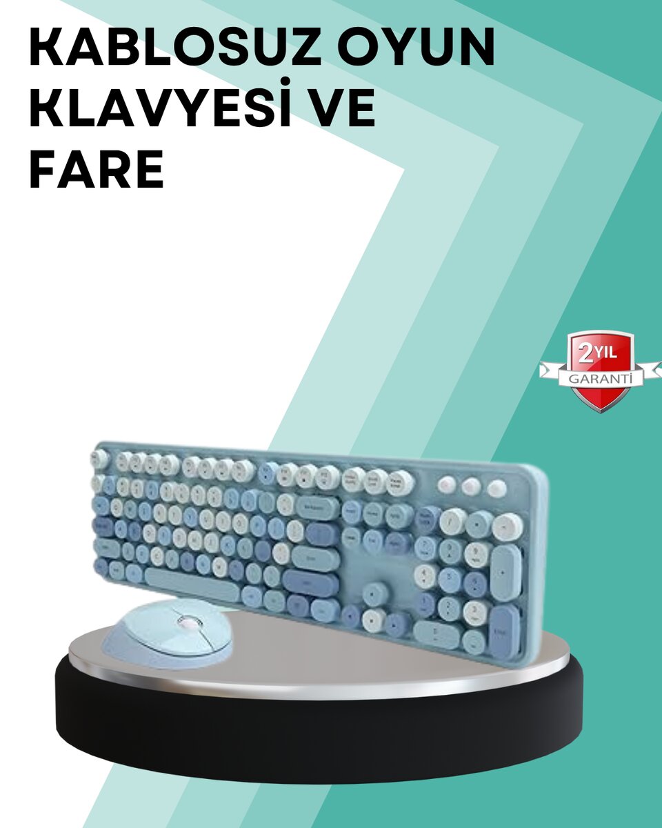 Kablosuz Klavye ve Mouse Seti – Sessiz Tuş Retro Tasarım 1 Kablosuz Klavye ve Mouse Seti – Sessiz Tuş Retro Tasarım