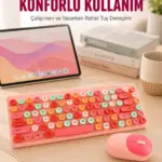 Retro Tarz Bluetooth 5.1 Klavye – Win/OSX/Android/iOS Uyumlu Yeni Nesil
