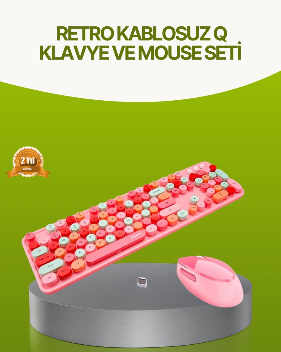Bluetooth Retro Kablosuz Klavye ve Mouse Seti – 3 Cihaz Bağlantılı Sessiz Tuş Uzun Pil Ömrü 1 Bluetooth Retro Kablosuz Klavye ve Mouse Seti – 3 Cihaz Bağlantılı Sessiz Tuş Uzun Pil Ömrü