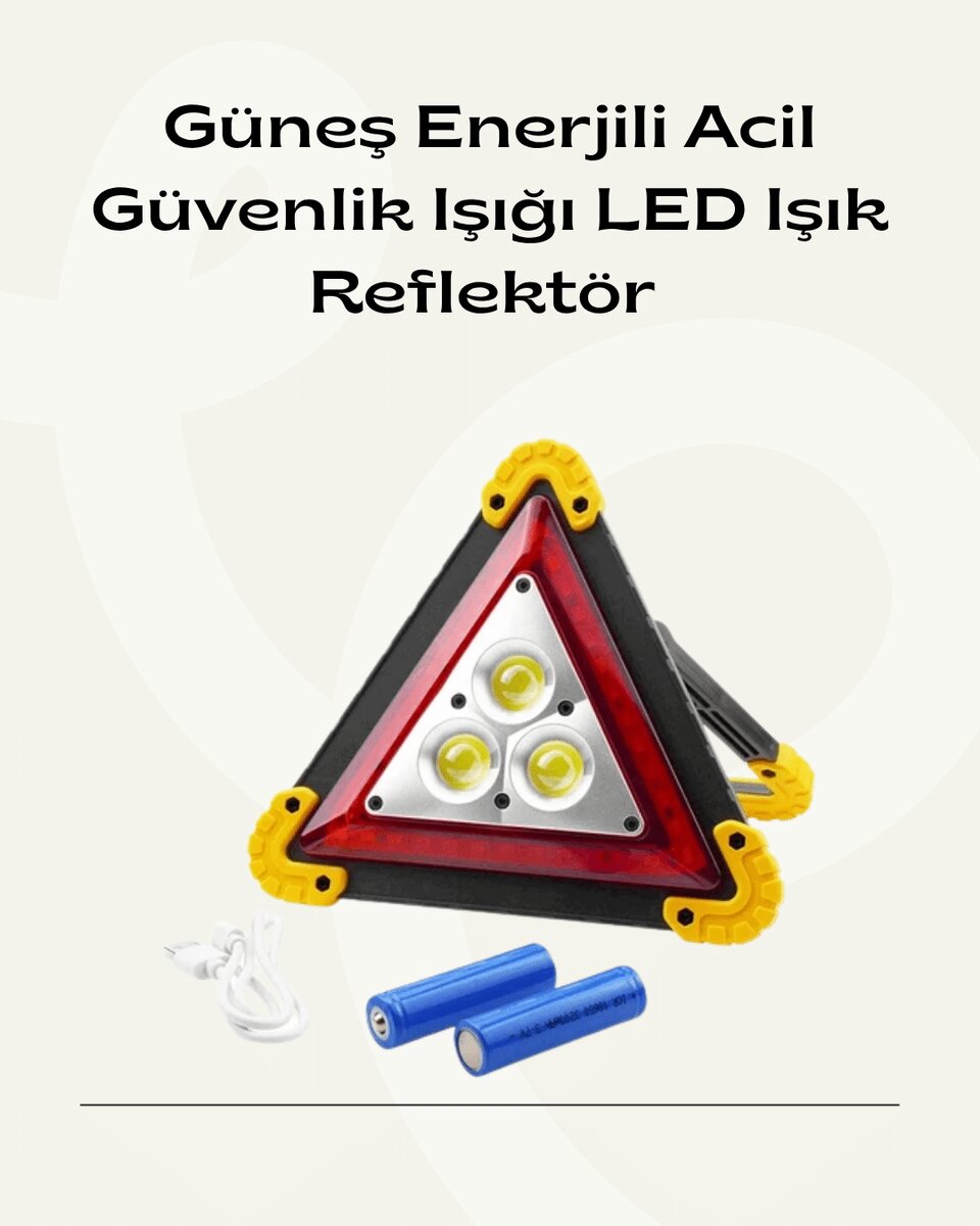 Solar Şarjlı Üçgen LED Park ve İkaz Lambası 1 Solar Şarjlı Üçgen LED Park ve İkaz Lambası