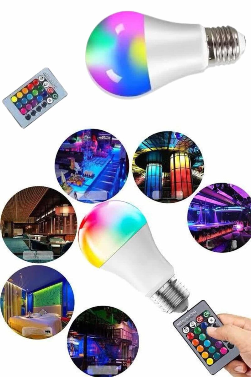 Ayarlanabilir Parlaklık RGB Led Ampul Beyaz Lamba Ve Renkli Ampul 3 Ayarlanabilir Parlaklık RGB Led Ampul Beyaz Lamba Ve Renkli Ampul - Görsel 3