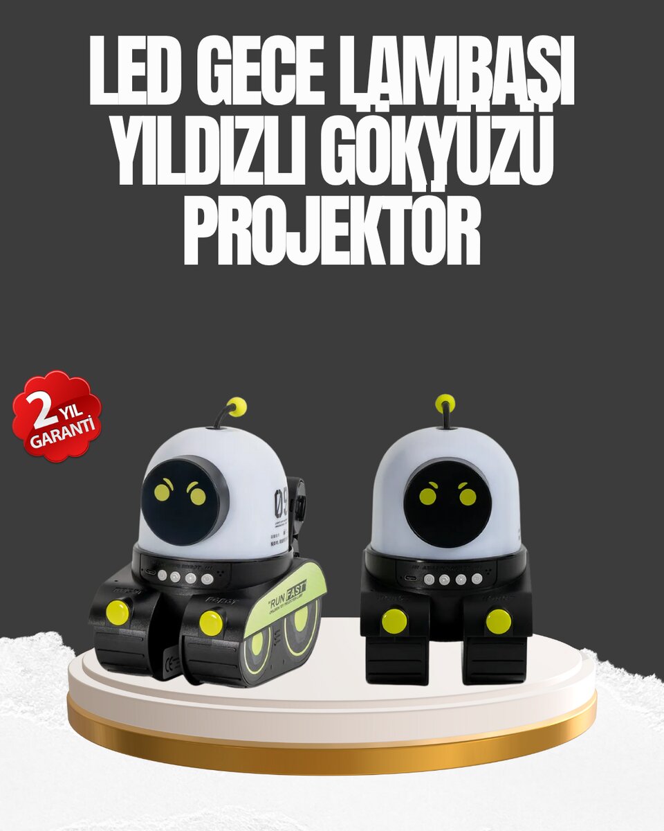 Çocuk Odası İçin Müzikli ve Işıklı Robot Projektör 1 Çocuk Odası İçin Müzikli ve Işıklı Robot Projektör