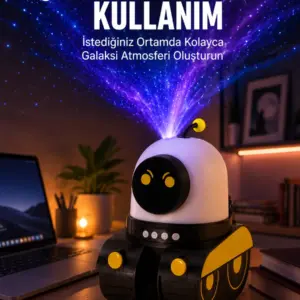 Robot Tasarımlı Bluetooth Hoparlörlü Yıldızlı Gökyüzü Projektör Yeni Nesil