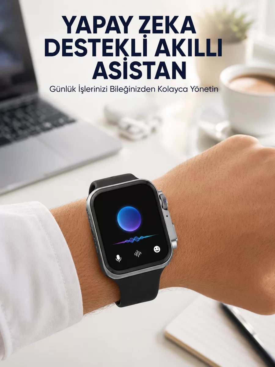 Modern Tasarımlı Akıllı Saat Uzun Pil Süresi ve Net Ekran Yeni Nesil 1 Modern Tasarımlı Akıllı Saat Uzun Pil Süresi ve Net Ekran Yeni Nesil