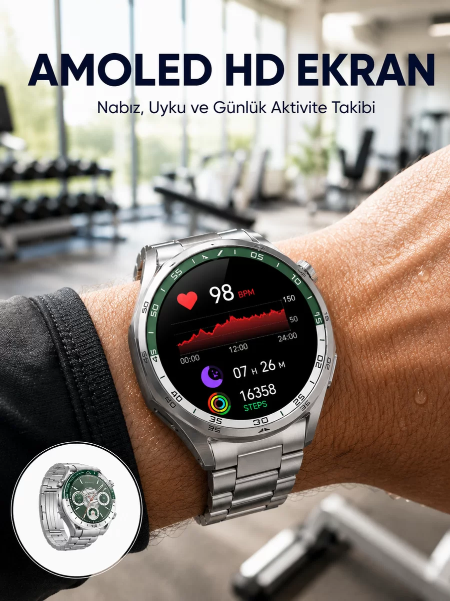 Amoled Smartwatch Harita Modlu Bluetooth Aramalı 3 Değiştirilebilir Kayışlı Yeni Nesil 1 Amoled Smartwatch Harita Modlu Bluetooth Aramalı 3 Değiştirilebilir Kayışlı Yeni Nesil