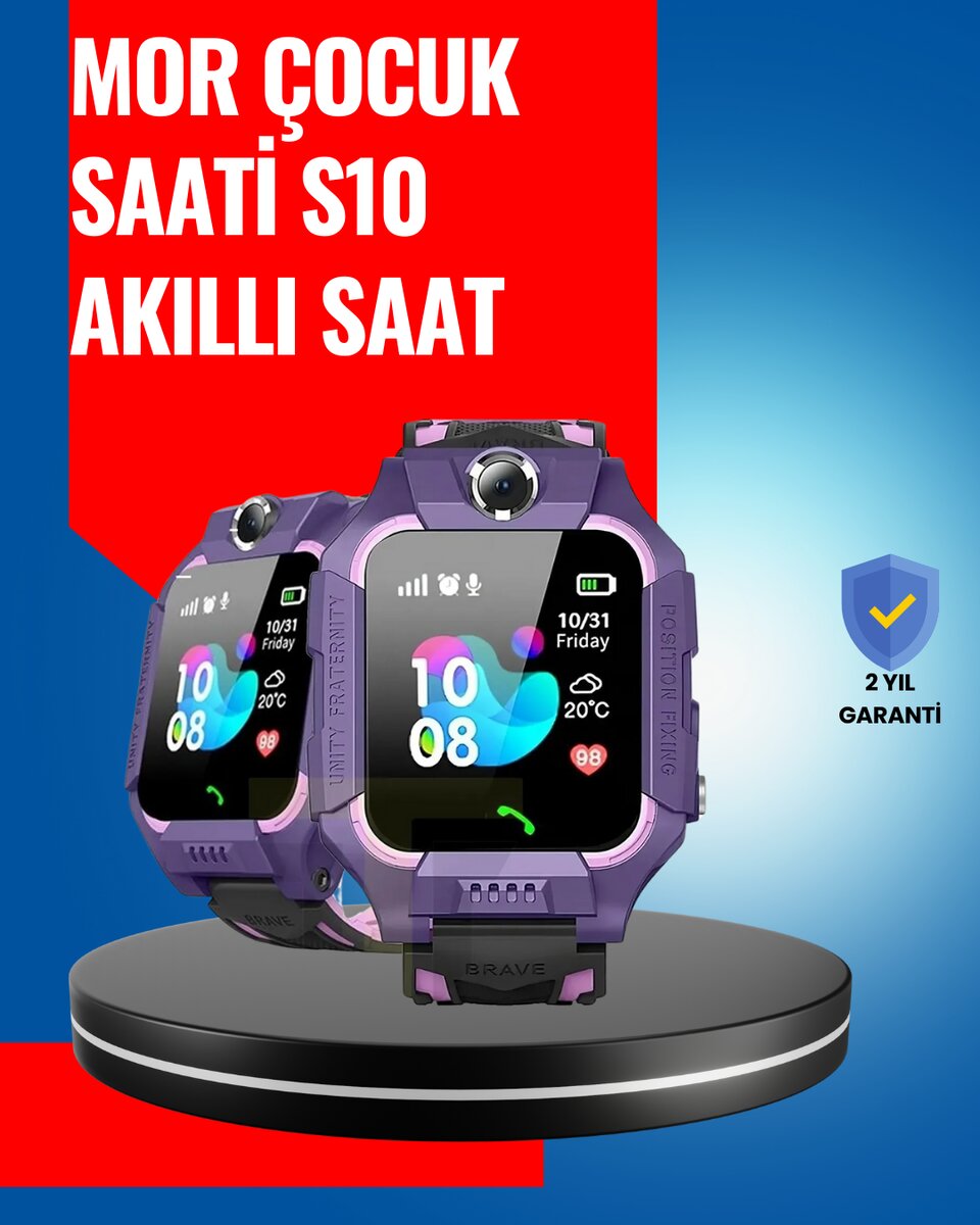 S10 Mor Akıllı Çocuk Saati Geçmiş Konum ve Acil Durum Uyarılı 1 S10 Mor Akıllı Çocuk Saati Geçmiş Konum ve Acil Durum Uyarılı