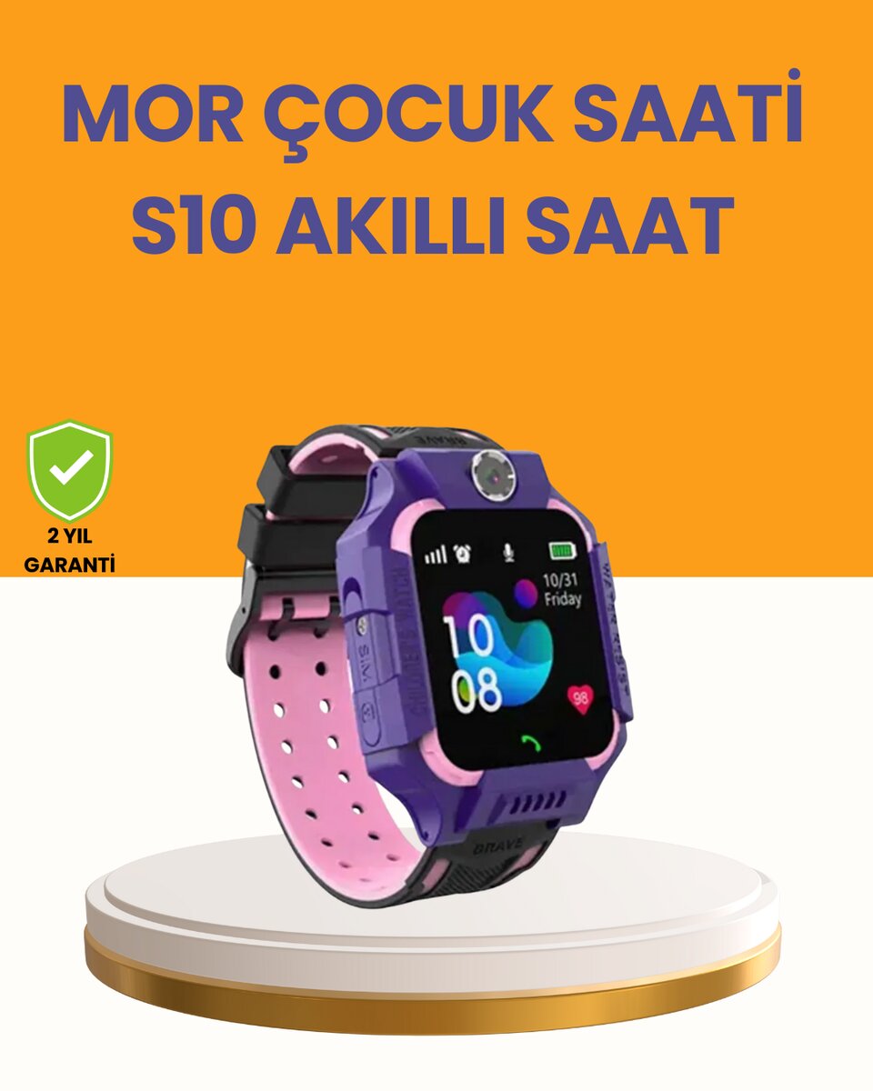 S10 Mor Akıllı Çocuk Saati Konum Takip ve Güvenlik Özellikli 1 S10 Mor Akıllı Çocuk Saati Konum Takip ve Güvenlik Özellikli