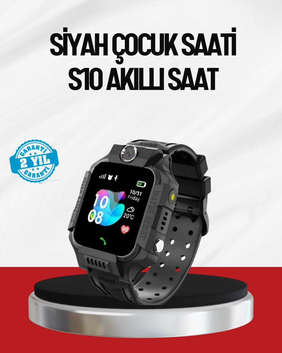 S10 Akıllı Çocuk Saati Siyah Model Çift Yönlü Konuşma ve SOS 1 S10 Akıllı Çocuk Saati Siyah Model Çift Yönlü Konuşma ve SOS