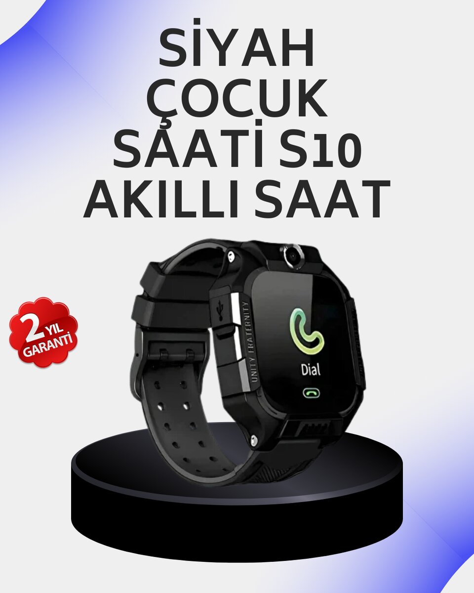 S10 Akıllı Çocuk Saati Siyah Tasarım Adımsayar ve Alarm Fonksiyonu 1 S10 Akıllı Çocuk Saati Siyah Tasarım Adımsayar ve Alarm Fonksiyonu