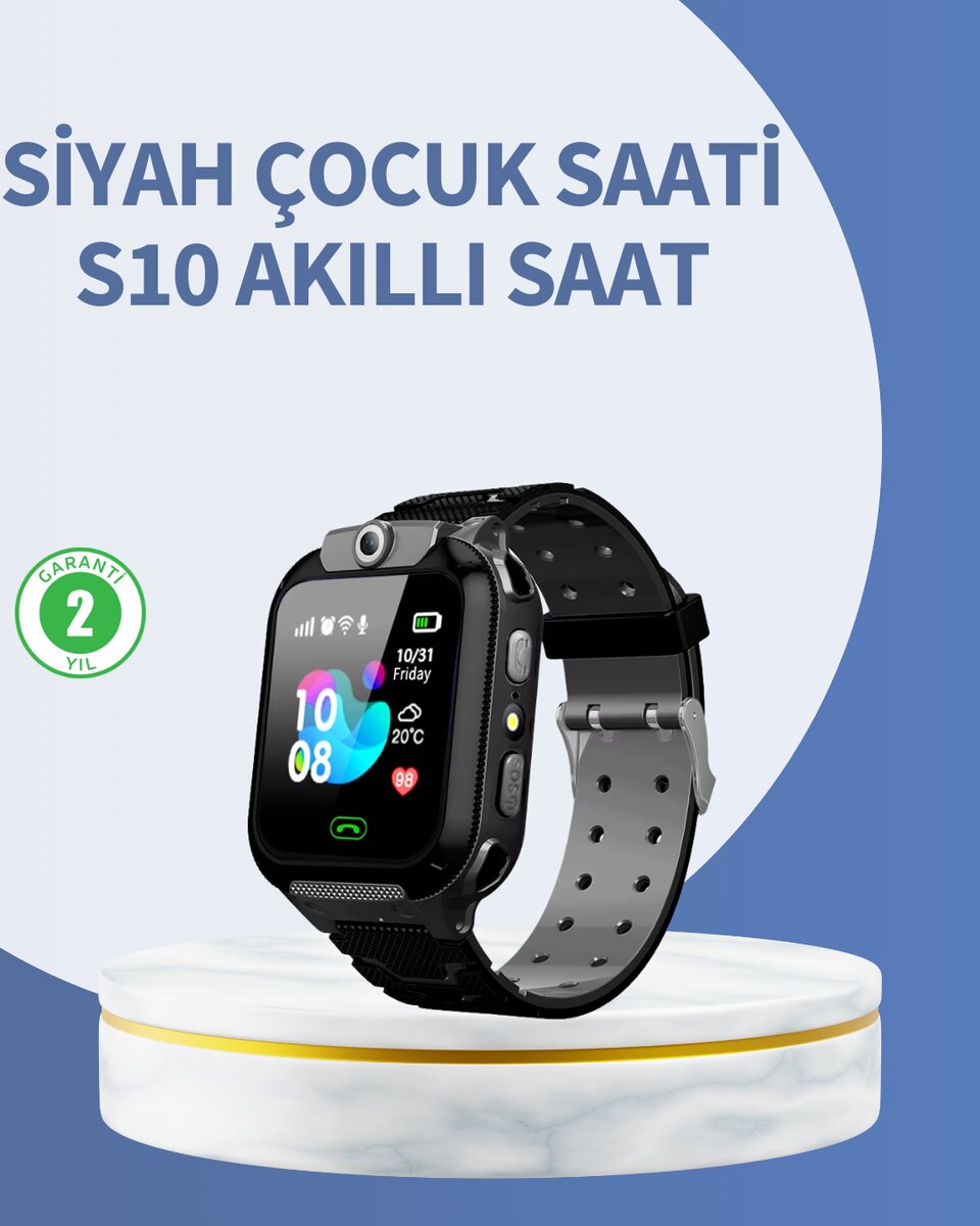 S10 Siyah Akıllı Çocuk Saati Anlık Konum Takibi ve Rota Geçmişi 1 S10 Siyah Akıllı Çocuk Saati Anlık Konum Takibi ve Rota Geçmişi