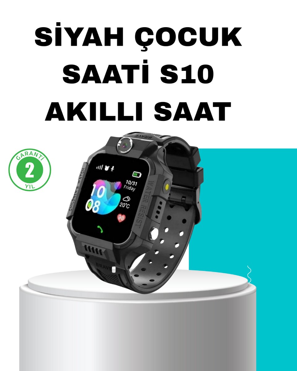 S10 Siyah Akıllı Çocuk Saati Konum Takip ve Güvenlik Özellikli 1 S10 Siyah Akıllı Çocuk Saati Konum Takip ve Güvenlik Özellikli