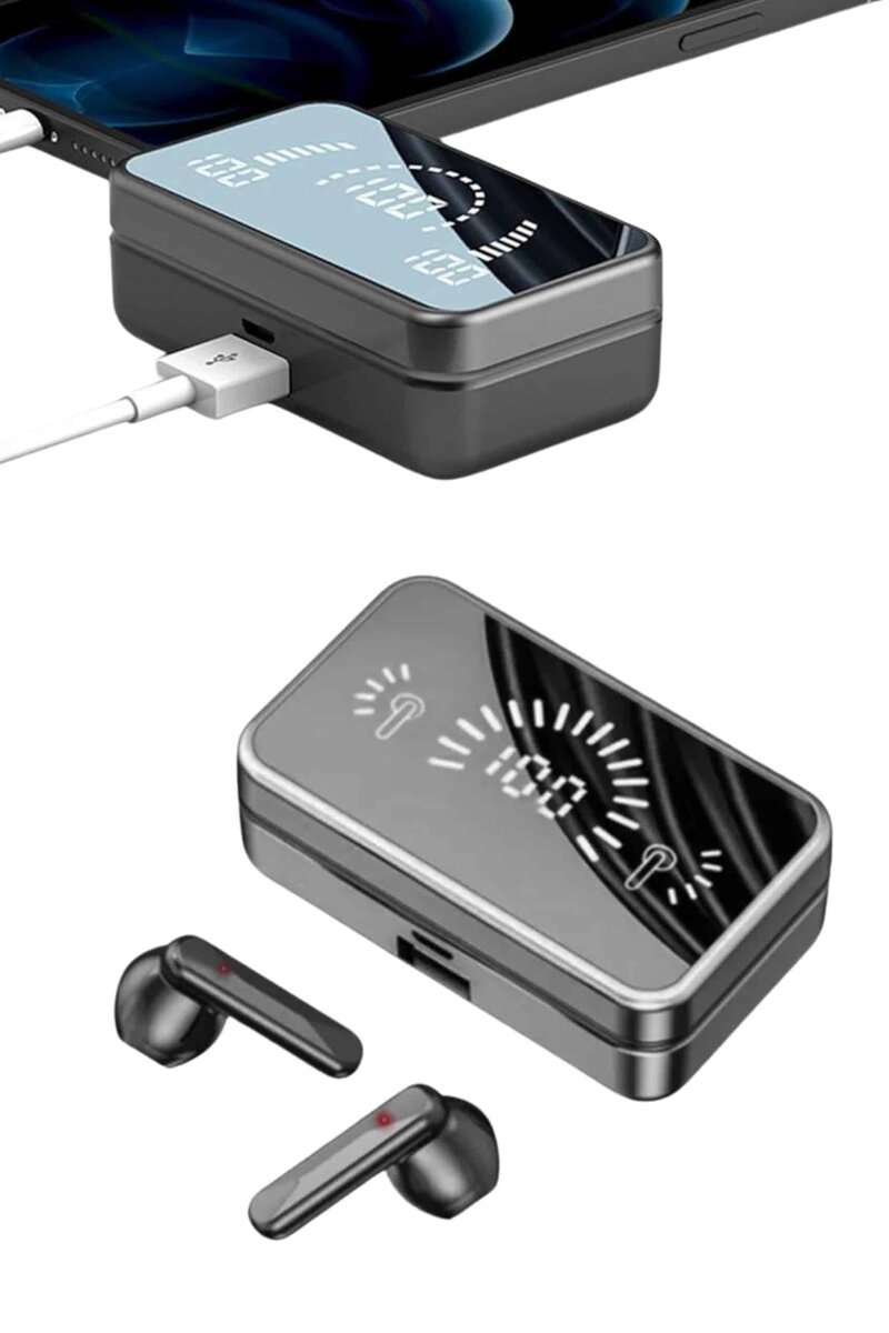 Powerbankli Bluetooth Kulaklık Yüksek Ses Aynalı Çift Dijital Gösterge Ekranı 3 Powerbankli Bluetooth Kulaklık Yüksek Ses Aynalı Çift Dijital Gösterge Ekranı - Görsel 3