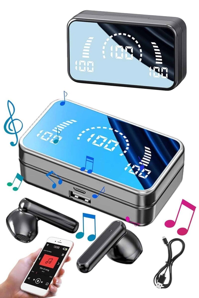 Yeni Nesil Kablosuz Kulaklık Aynalı Powerbank Özellikli Bluetooth Bağlantılı Dijital Göstergeli 2 Yeni Nesil Kablosuz Kulaklık Aynalı Powerbank Özellikli Bluetooth Bağlantılı Dijital Göstergeli - Görsel 2