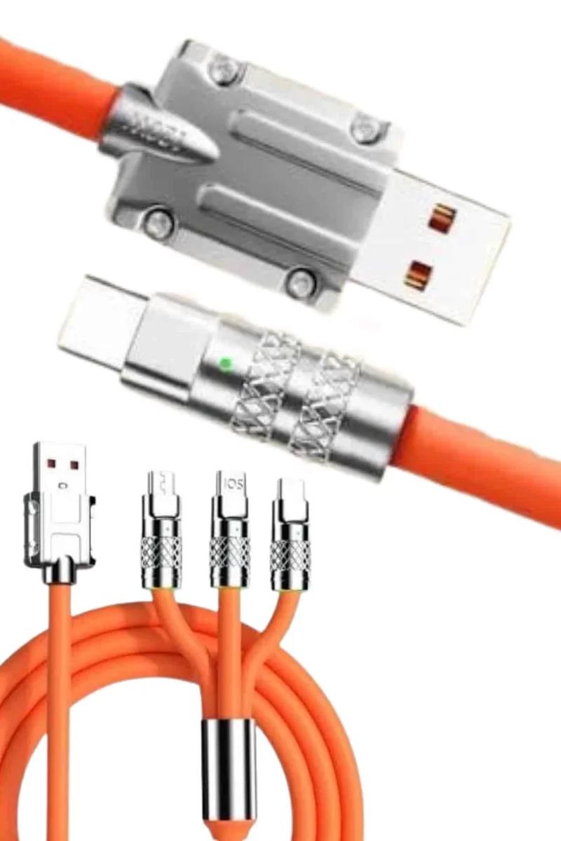 120W 3 İn 1 Uyumlu Silikon Şarj Kablosu Hızlı Şarj Kablosu 3 120W 3 İn 1 Uyumlu Silikon Şarj Kablosu Hızlı Şarj Kablosu - Görsel 3