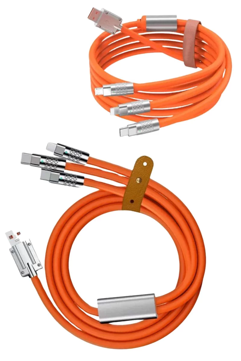 120W 3 İn 1 Uyumlu Silikon Şarj Kablosu Hızlı Şarj Kablosu 4 120W 3 İn 1 Uyumlu Silikon Şarj Kablosu Hızlı Şarj Kablosu - Görsel 4