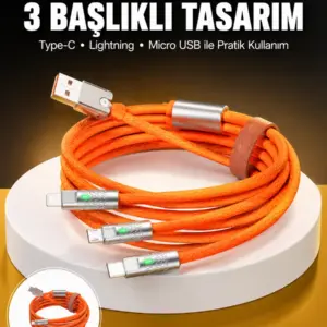 120W 3 İn 1 Uyumlu Silikon Şarj Kablosu Hızlı Şarj Kablosu